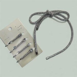 Rhinestone Bow Headband & Crystal Hair Clip Set Glam Valentines Day